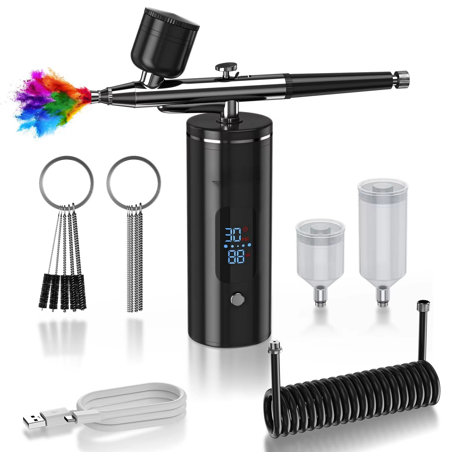 Airbrush Compressor Kit - Kit de Aerógrafo Recarregável Sem Fio
